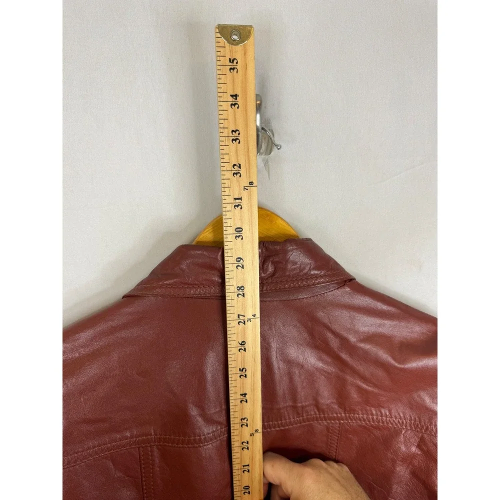 Vintage 70s HBC Baymark  Brown Leather Jacket Pointed Collar 70s Men 44